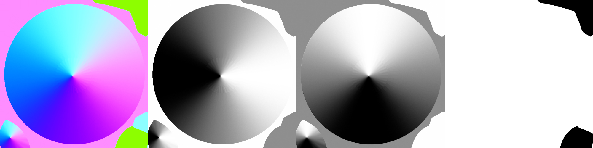 Closeups of the anisotropy texture, showing what is in each color channel.