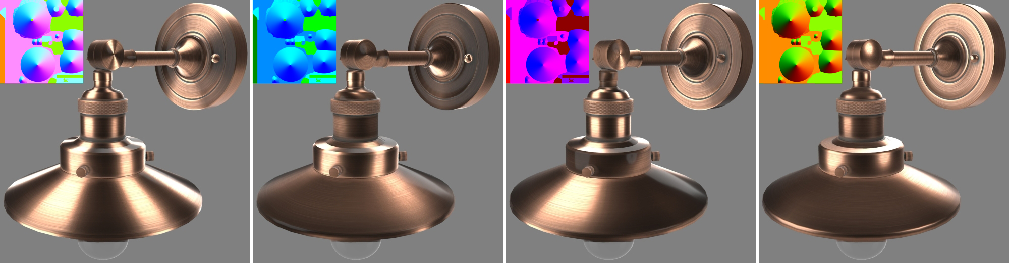Screenshots comparing the effects of removing each color channel, in turn.