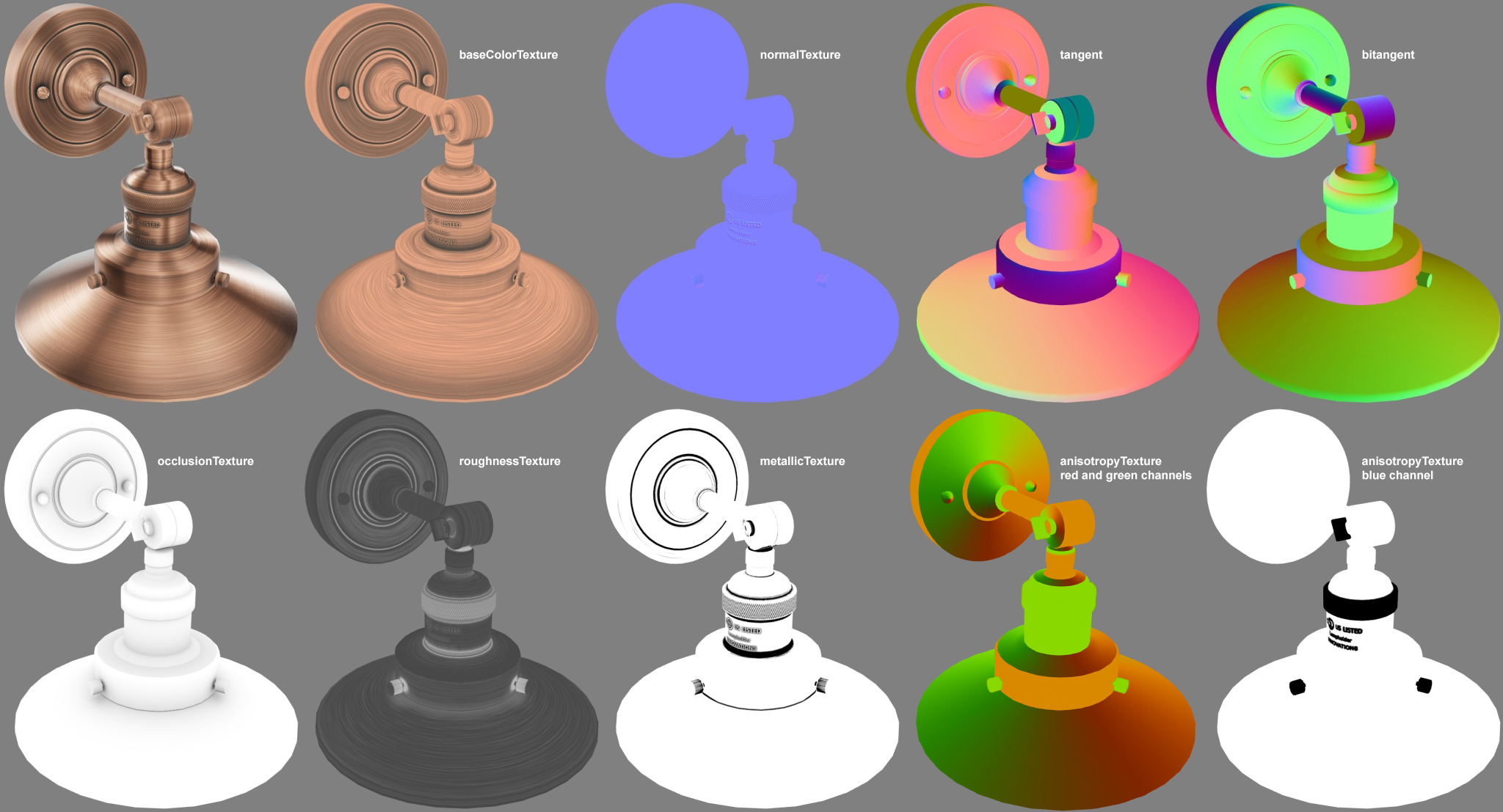 Textures for the lamp material.