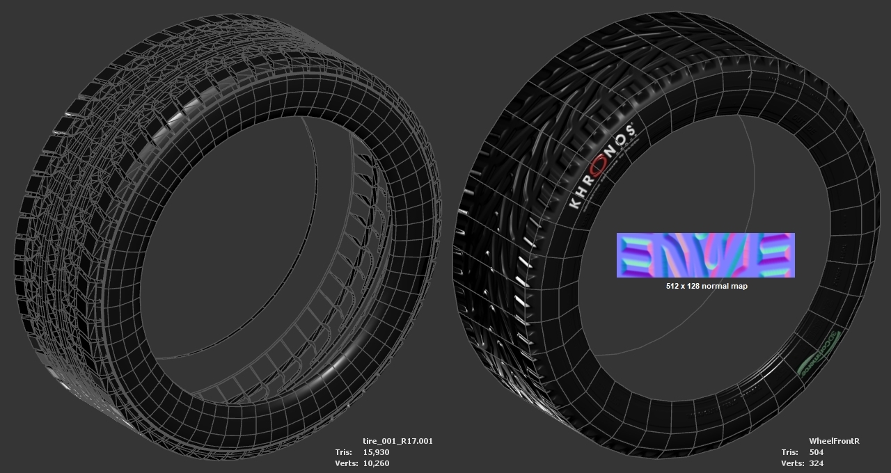 Geometry of a wheel, before and after optimization.