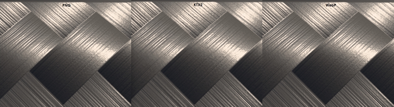 Texture formats compared, carbon fiber in closeup