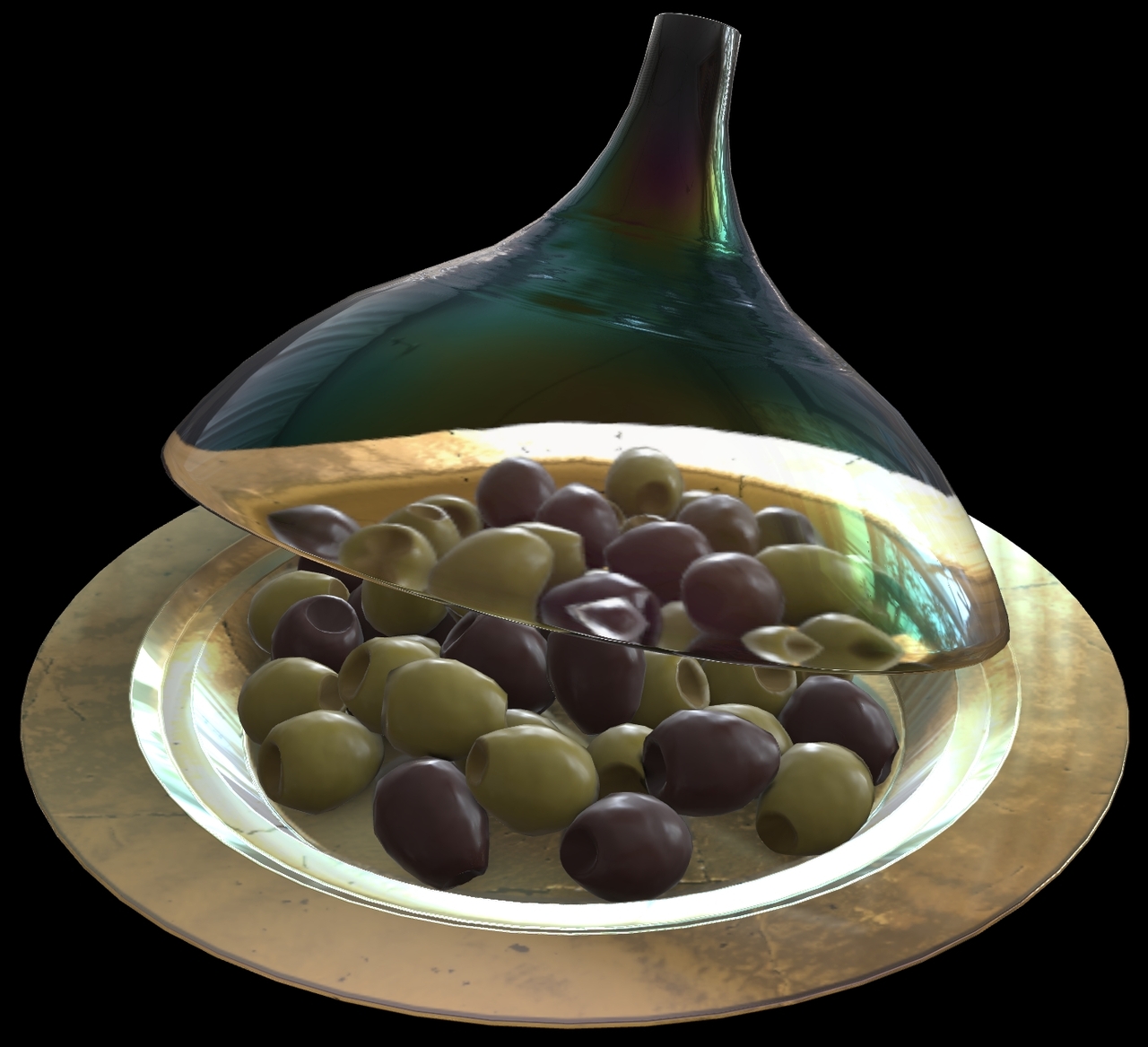 Iridescent Dish with Olives