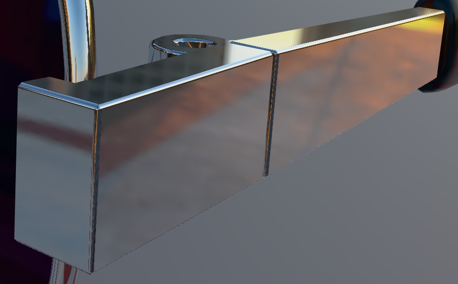Closeup of a metal temple on the sunglasses