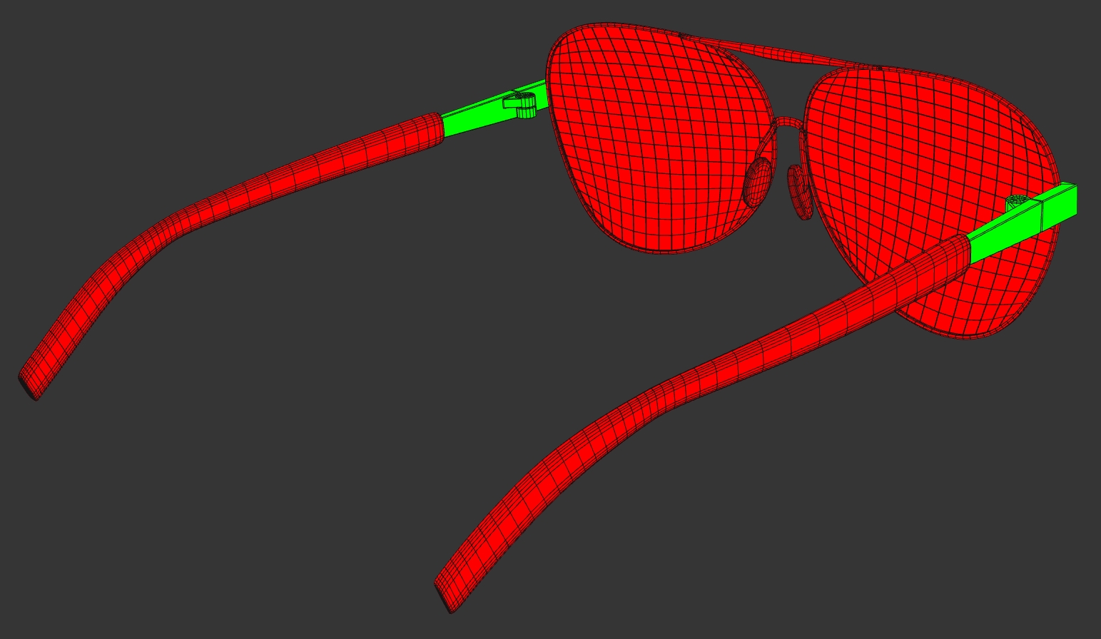 Colored wireframe view of the model